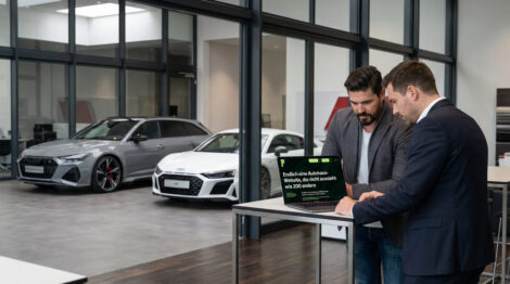 Projektarbeit an einer Autohaus-Website in einem modernen Autohaus mit Fokus auf Website-Struktur und Performance
